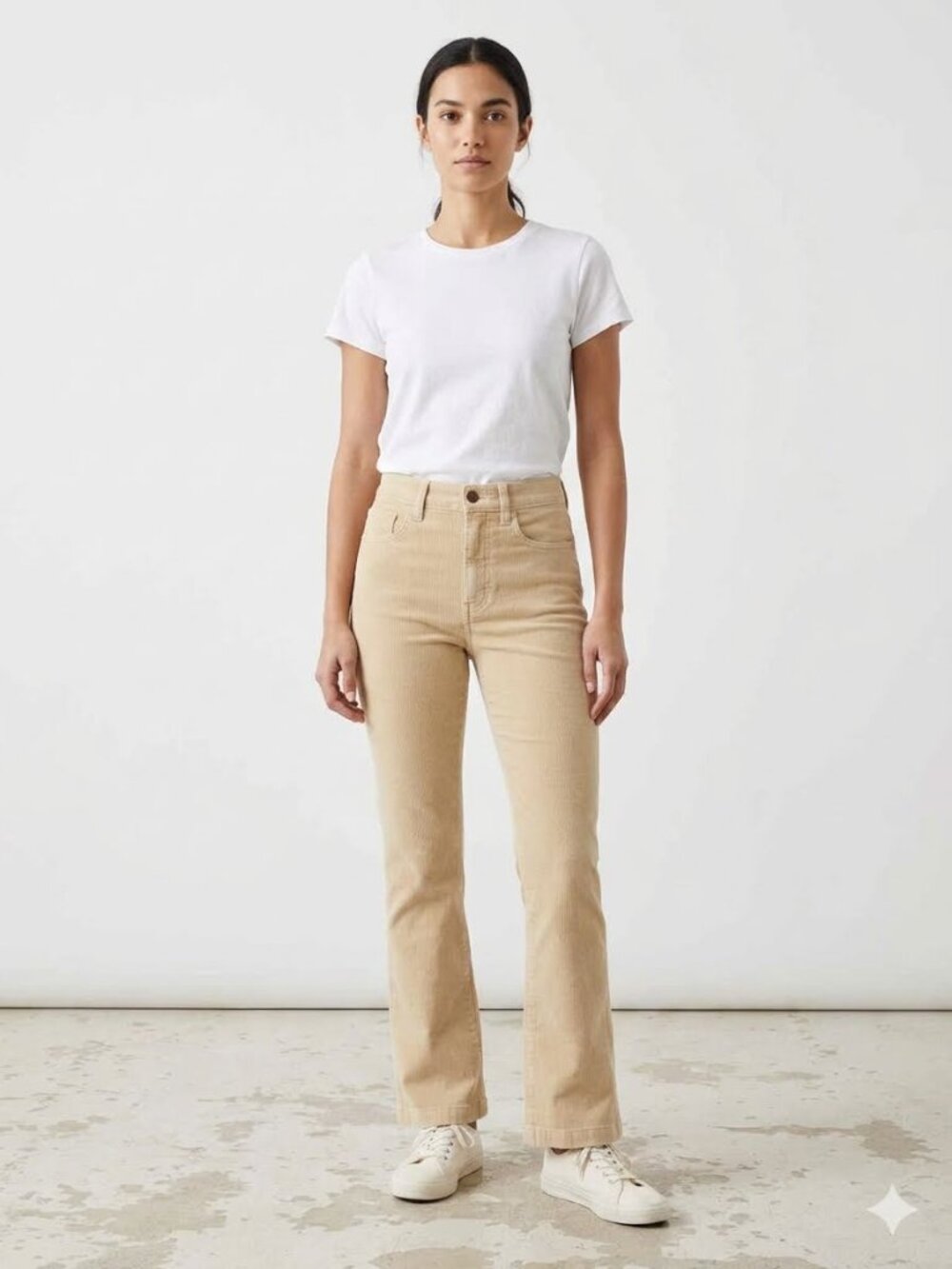 Faherty cotton soft stretch cord flare pant in Summer Sand color, size 27